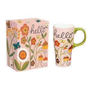 NIB - Cyrpess Home Ceramic Floral Mug: Hello
